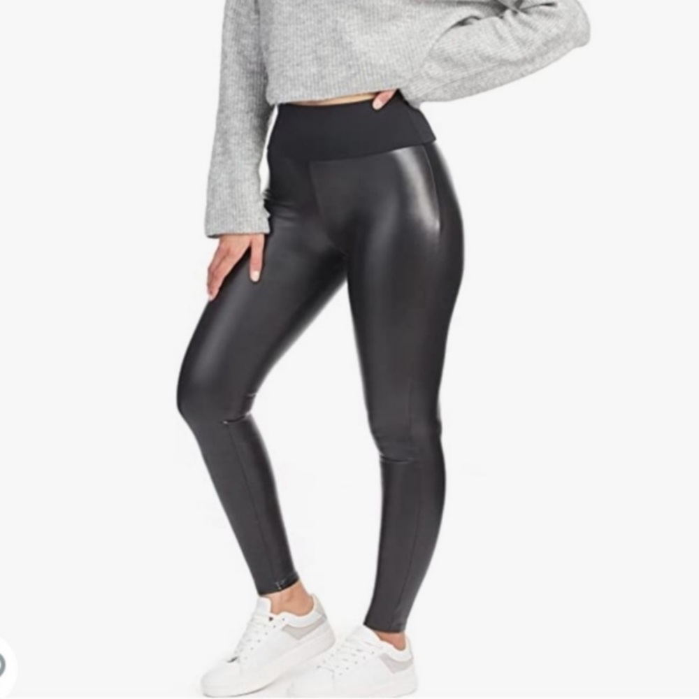 SPANX ASSETS FAUX LEATHER LEGGINGS HIGH RISE